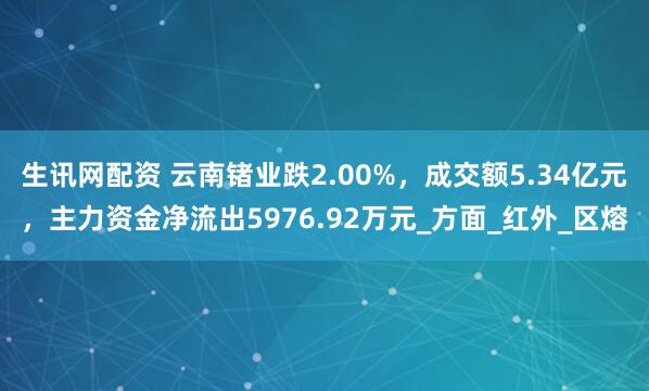 生讯网配资 云南锗业跌2.00%，成交额5.34亿元，主力资金净流出5976.92万元_方面_红外_区熔