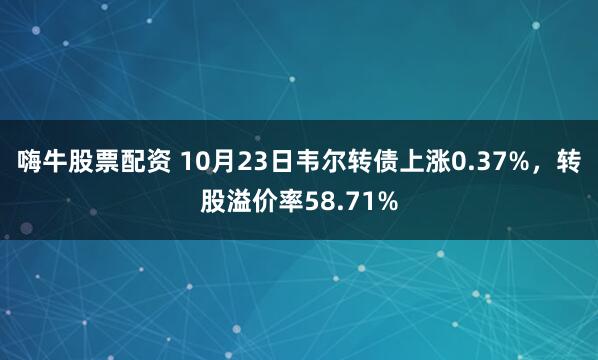嗨牛股票配资 10月23日韦尔转债上涨0.37%，转股溢价率58.71%