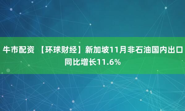 牛市配资 【环球财经】新加坡11月非石油国内出口同比增长11.6%